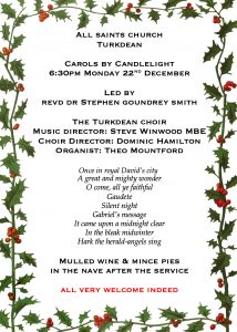 Carols by Candlelight at All Saints Church, Turkdean 22nd December 2025